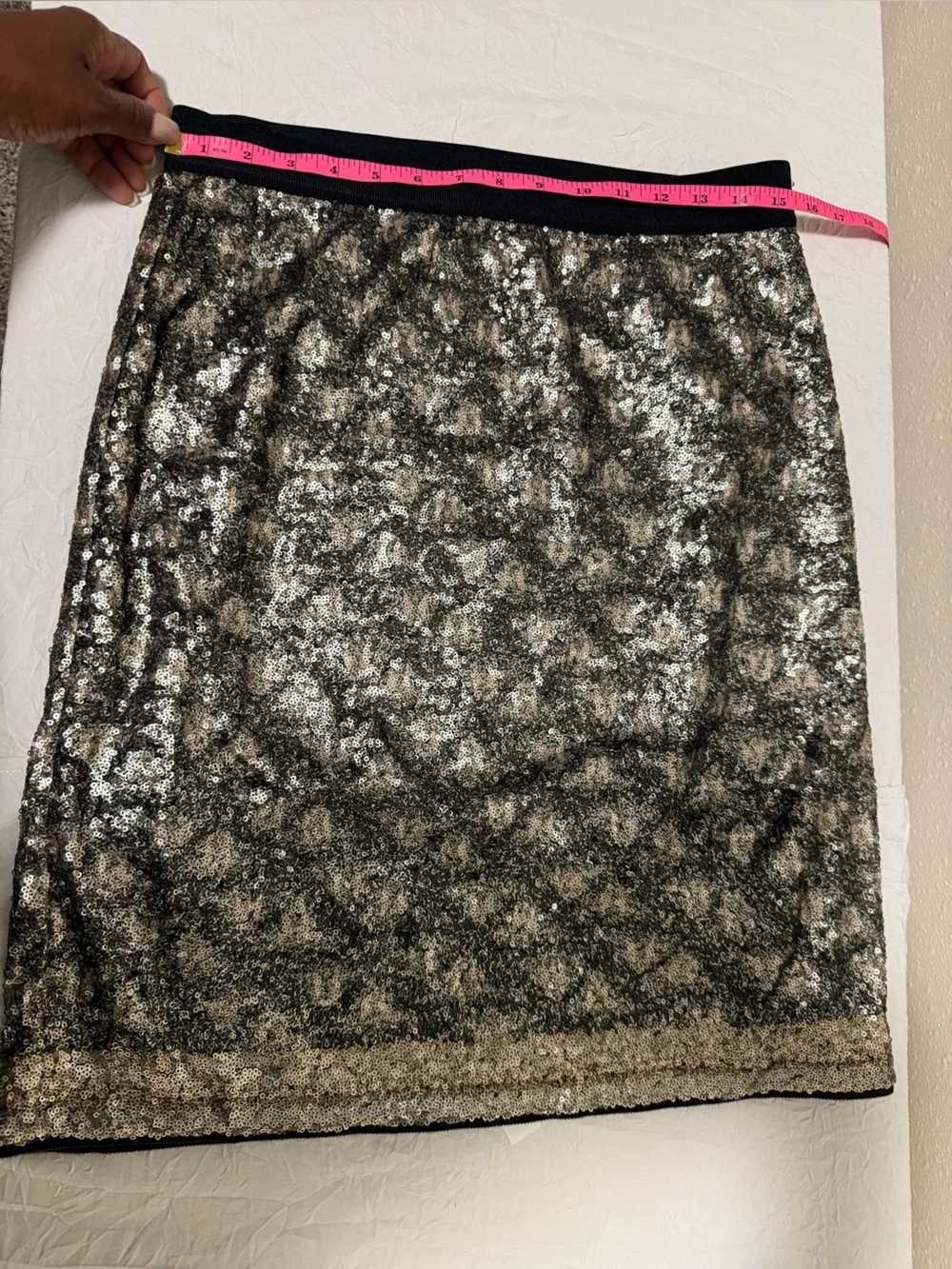 Luisa Cerano Bronze Black Sequin Pencil Skirt Party Evening Size 10